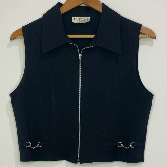 OPTIONS by Meline Duczak - No Sleeve, Zip Front, Western Detail, Black - Size M - Picture 1 of 6